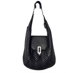 Mackage Black Quilted Leather ‘Dara’ Oversized Moto Hobo Bag
